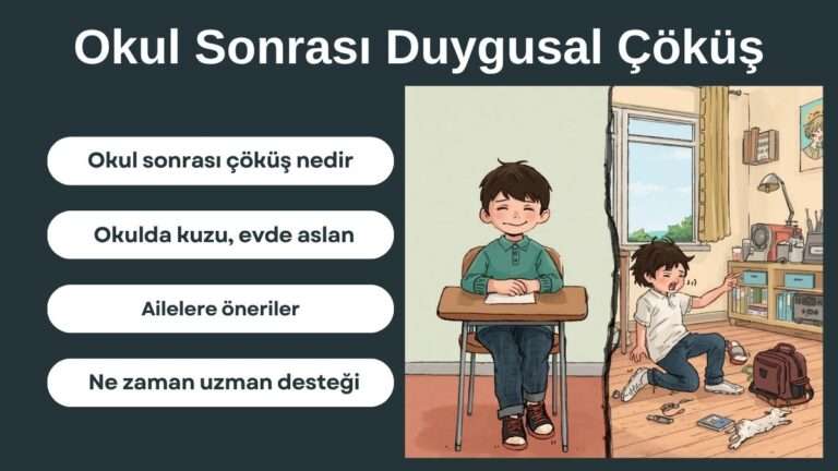 Okul sonrası çöküş belirtileri: öfke patlaması, ağlama, içe kapanma, yorgunluk ve açlık krizi